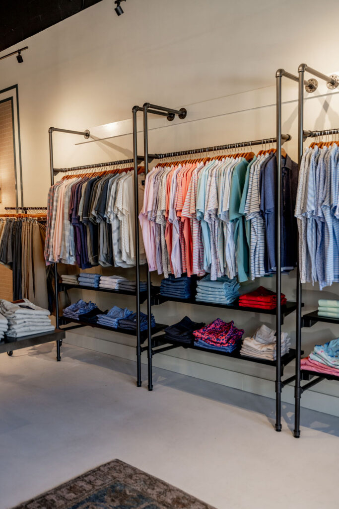 Clothing racks at Sam Howard Men's Clothier