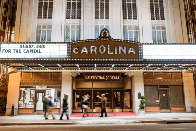 The Carolina Theatre Greensboro People Walking in Front of Entrance To see a show in greensboro