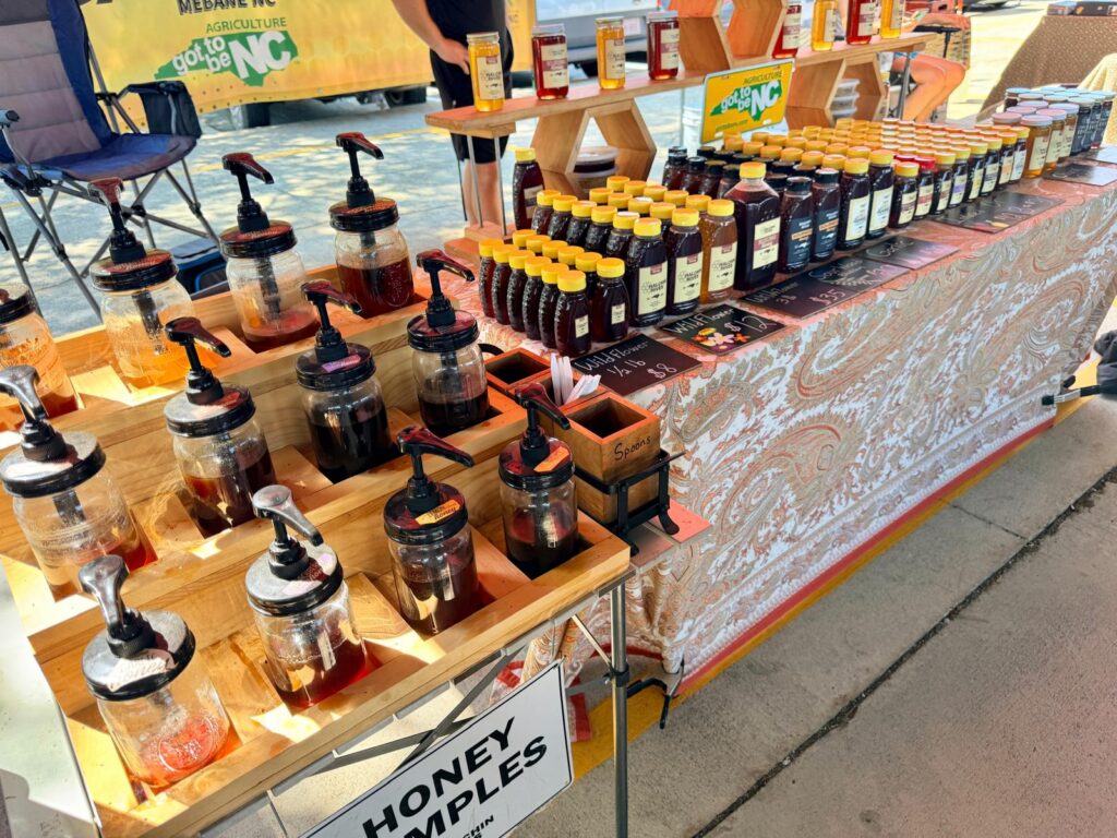 Piedmont Triad Farmers Market honey samples