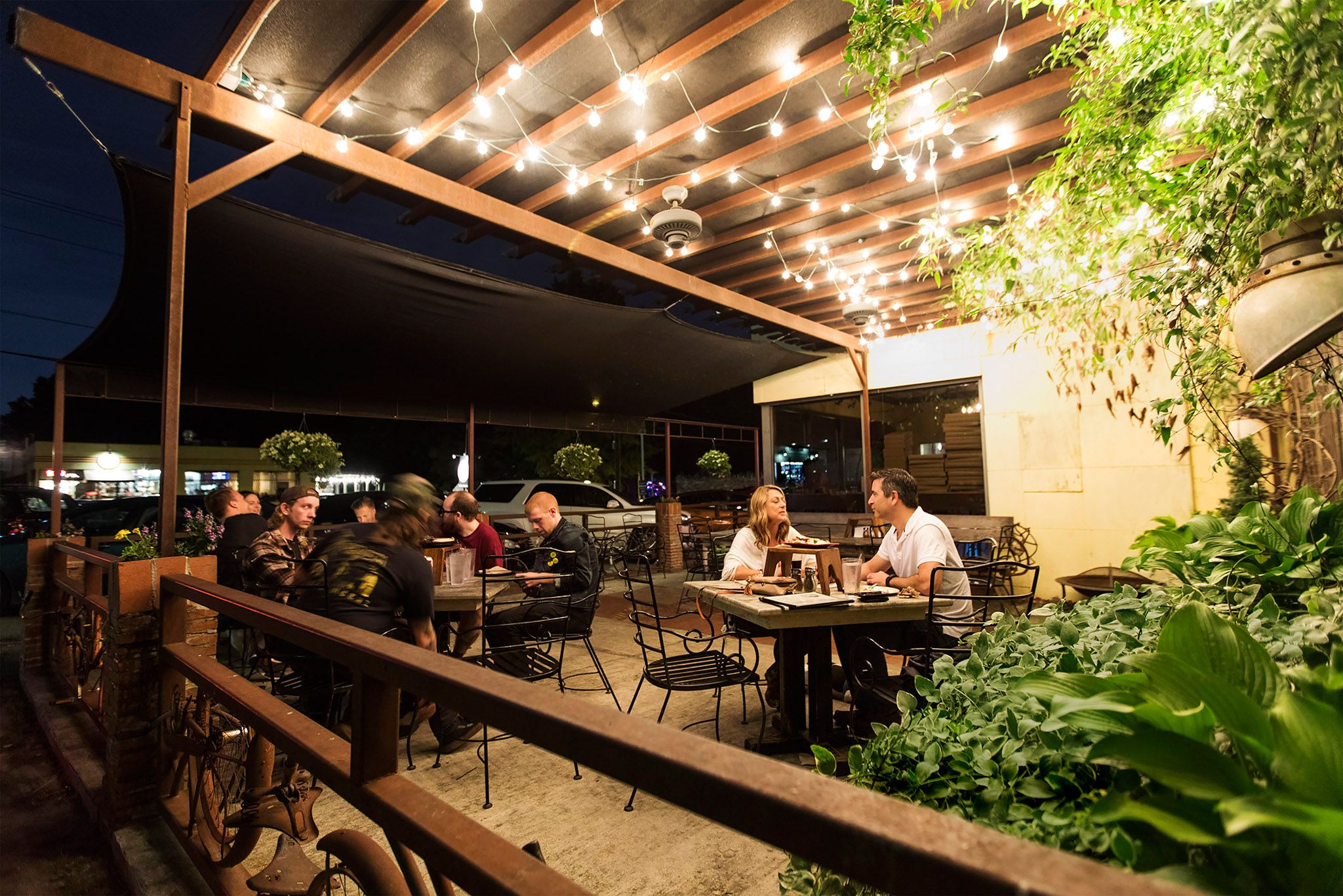 People on Patio at Sticks and Stones at Night