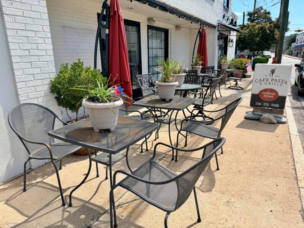 Cafe pasta greensboro NC patio outside