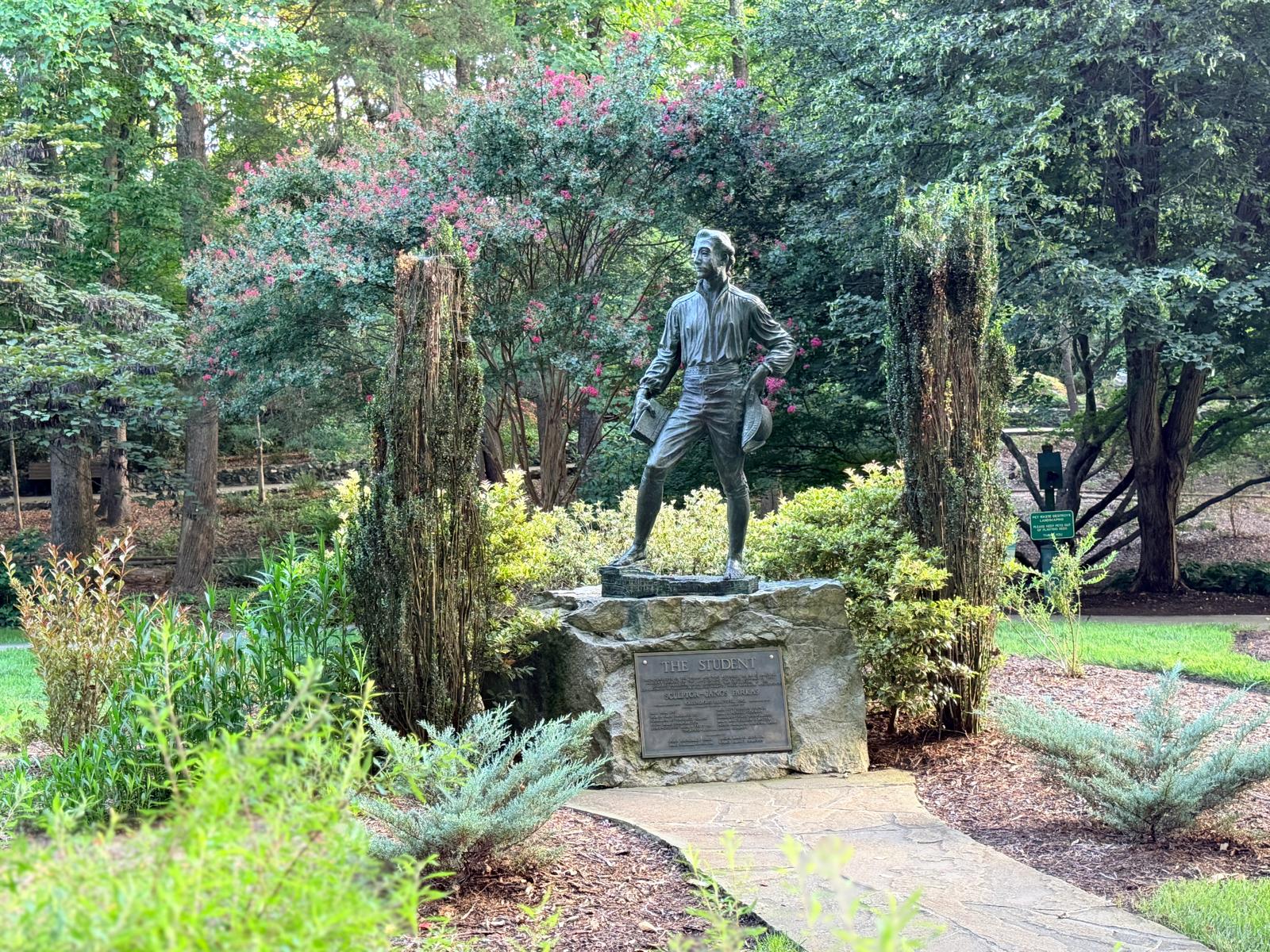 Tanger Family Bicentennial Gardens the student statue