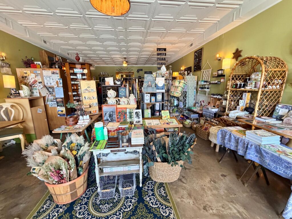 Vida Pour Tea Greensboro NC Shop inside organic soaps, oils, candles.